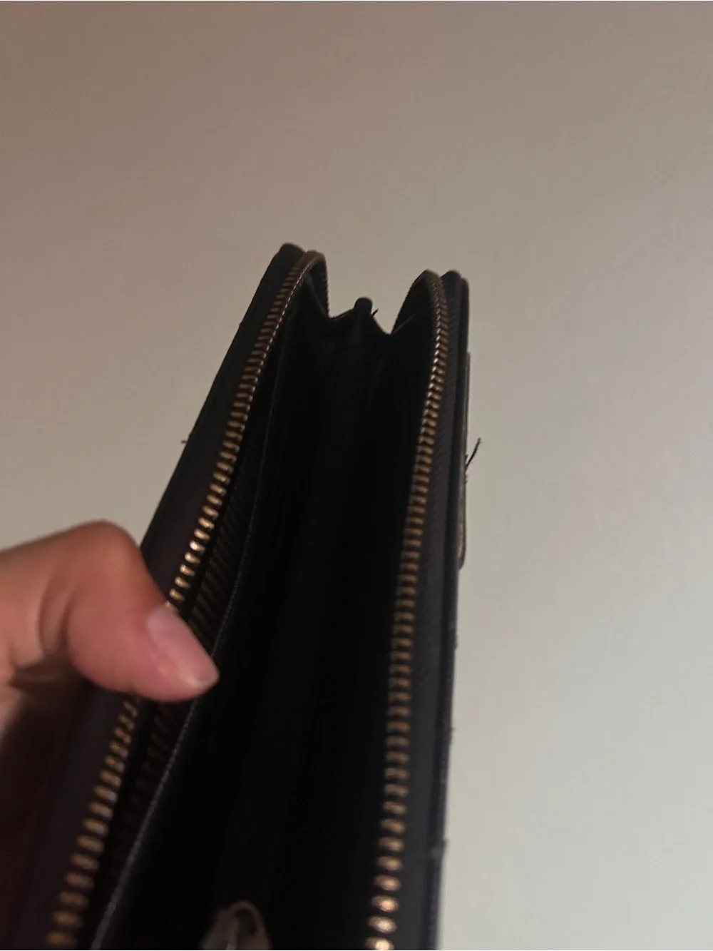 Black Themed Zip Wallet with Decorative Tech Panel